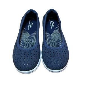 Clarks Cloudsteppers Navy Breeze Roam Slip-on Shoes Sz 7.5M